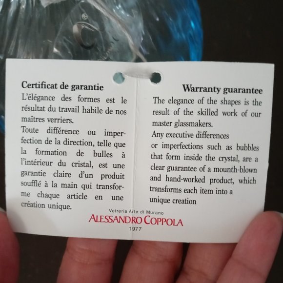 Italian MURANO 6" tall TURQUOISE Vase by Alessandro Coppola - Picture 6 of 7